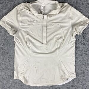 Lululemon Quick-Drying Short Sleeve Polo Shirt Womens 10 White Golf Performance